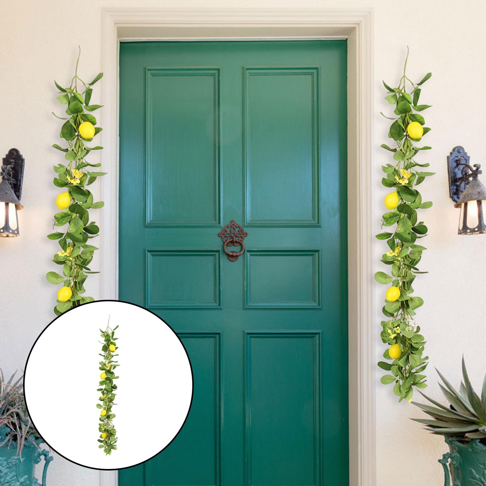 Artificial Lemon Garland Garden Decor Leaf with Yellow Lemons Faux