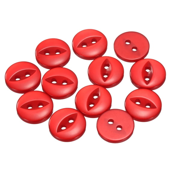 Uxcell 12pcs 20L Red Round Sewing Buttons 12.5mm 1/2" Resin 2-Hole Fish Eye Craft Replacement Button for Craft Decoration Pants Dress Skirt Clothing Fastener Buttons