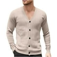 thumbnail image 2 of Mens Jackets Cardigan Knitted Long Sleeve Hoodless Casual Solid Color Casual Outwear Jackets Coats for Men, 2 of 6