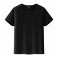 thumbnail image 1 of XASZHN T-Shirts pour Enfants à Manches Courtes, Haut Uni, T-Shirts Garçon et Fille Unisexe, Tout-Petits, Enfants, T-Shirt à Col Rond, Hauts, Noir, 5-6 Ans, 1 of 8