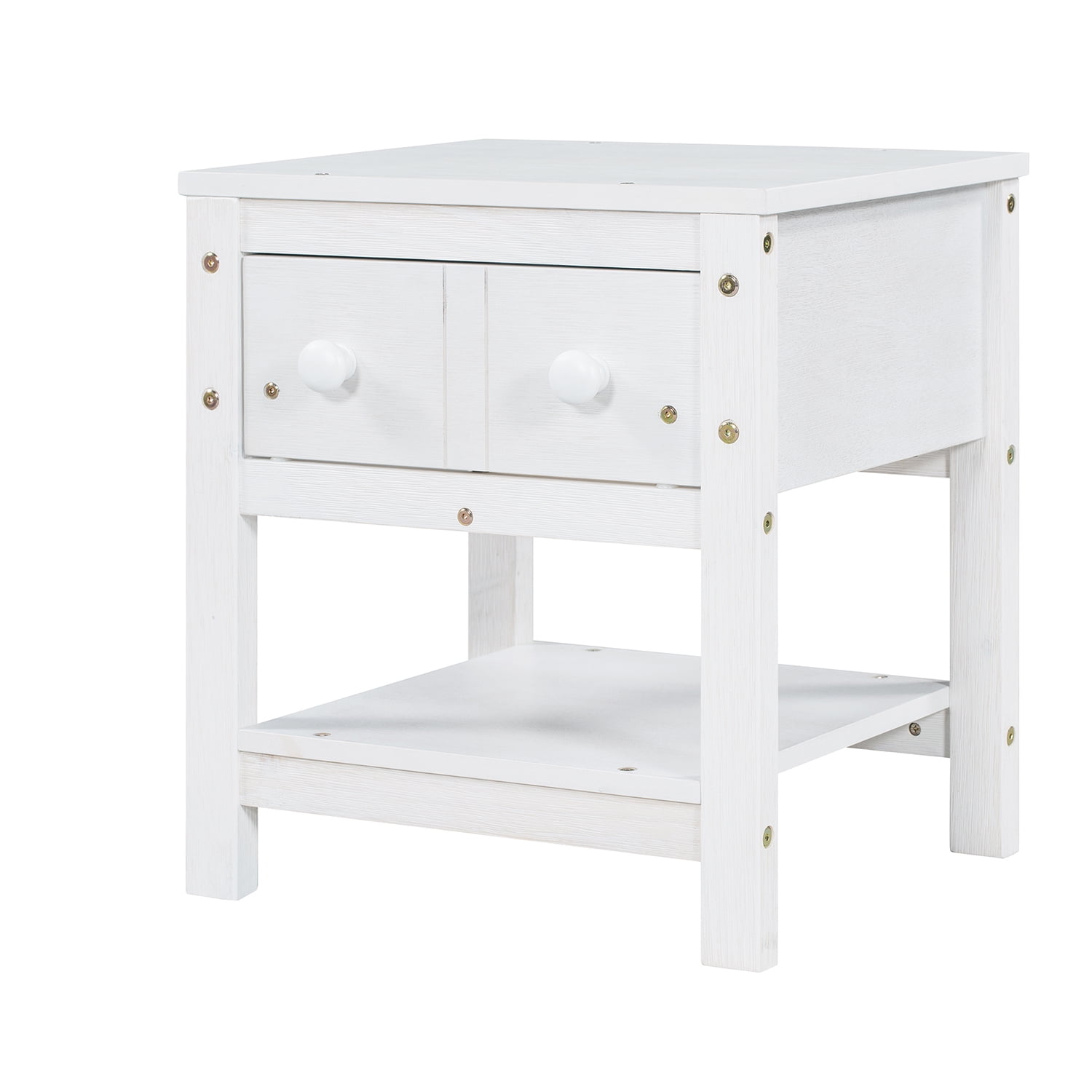 Resenkos Modern Set of 2 Nightstand with Drawer and Shelf, Bedroom Wood Bedside Table, Brushed White Resenkos Modern Set of 2 Nightstand with Drawer and Shelf, Bedroom Wood Bedside Table, Brushed White