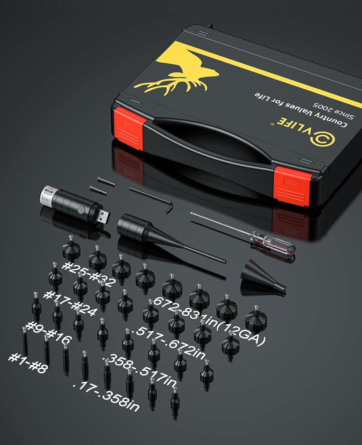 CVLIFE Rechargeable Bore Sighter Kit with 32 Adapters