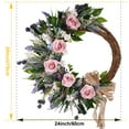 thumbnail image 6 of 24inch Spring Artificial Rose Wreath for Front Door, Pink Rose with Lavender and Decorative Bow, 6 of 9