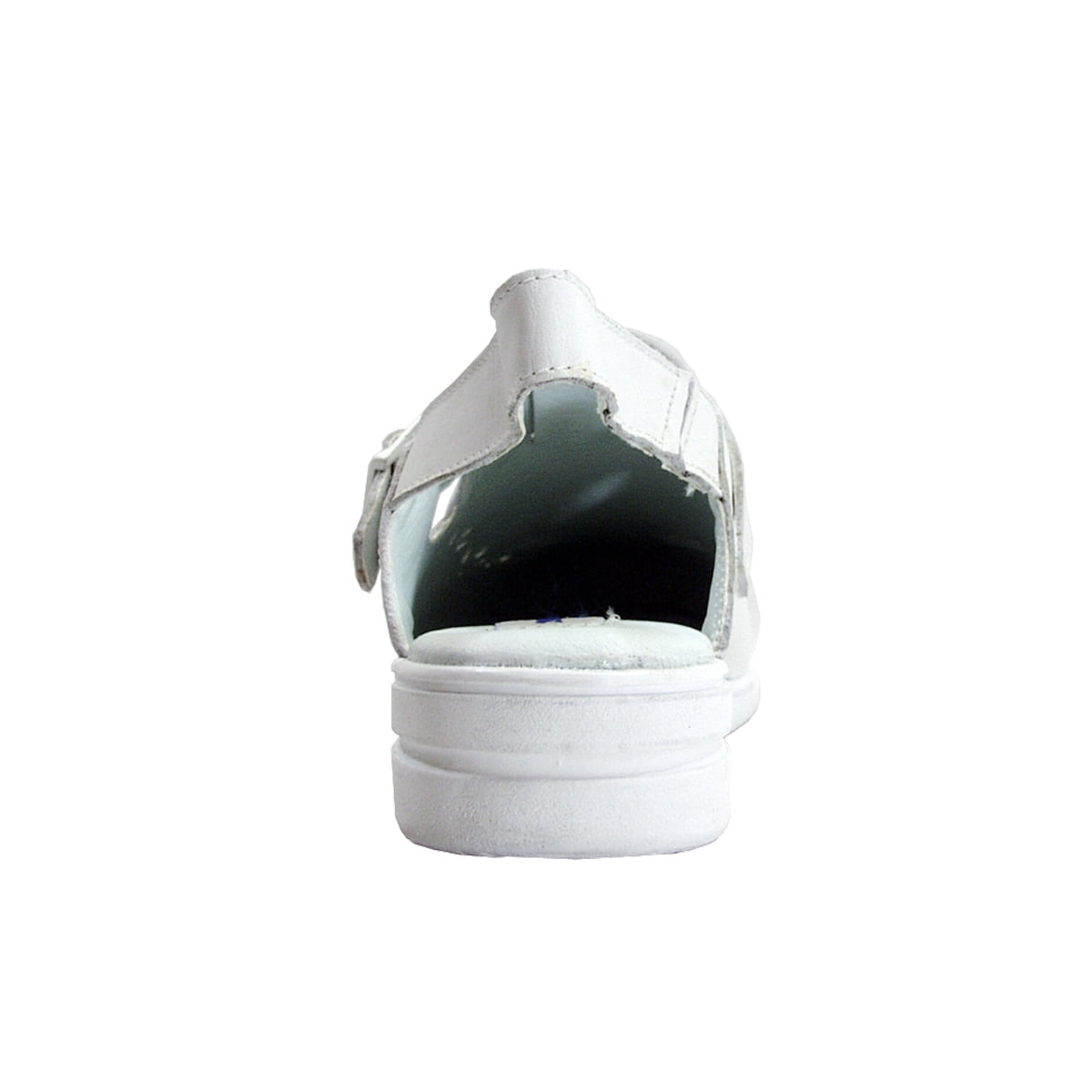 24 HOUR COMFORT Leslie Women's Wide Width Leather Back Strap Clogs WHITE 5