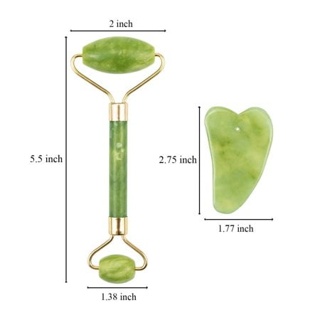 EAONE Jade Roller Eyes Facial Skin Massage Kits with 2 Pieces Face Gua Sha Tools for Face, Eyeball, Neck, Body Massage 4 Pack tools, 2 Pack