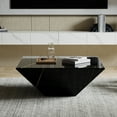 thumbnail image 4 of POVISON Modern Drum Coffee Table, Minimalist Trapezoid Sintered Stone Coffee Table, 39.37", Black, 4 of 9