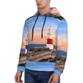 thumbnail image 3 of Honeii Lighthous1 Pattern Mens Hoodies Men's Loose Sleeve Sweatshirt,Pullover Hooded Sweatshirt for Men,Essentials Hoodie-XX-Large, 3 of 7