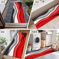 thumbnail image 6 of 2x6 Kitchen Runner Rug, Red Grey Ombre Non-Skid Rubber Backing Large Rectangle Rugs - Living Room Bedroom Home Office, Modern Abstract Moire Art Geometric Indoor Floor Mat Carpets Washable Rug, 6 of 9