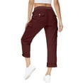 thumbnail image 5 of Women's Plus Women's Pants with Pockets on Legs Black Pants for Women with Pockets Women High Waisted Wide Leg Pants Fashion Drawstring Elastic Trousers Comfy Straight Leg Long Pants with Pockets, 5 of 8