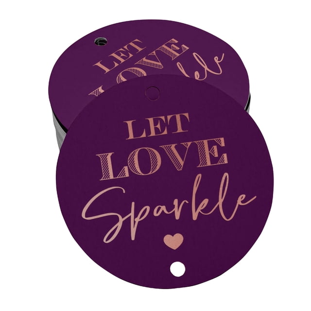 Inkdotpot Rose Gold Foil Paper Hang Tags Let Love Sparkle Wedding Favor Tags 100 Pieces