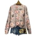 thumbnail image 1 of Tops de Larga de Otoño para Mujer, Suéteres de Cuello Redondo con Estampado 3D, Ropa Informal Holgada y Elegante para Vacaciones MYzq01 M, 1 of 3