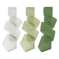 Handmade Fringe Cotton Ribbon, Cotton Frayed Fringe Fabric Ribbons for Flower Bouquet Gift Wrapping DIY Crafts Dust Green/Bamboo Green/Moss Green