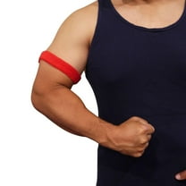 COUVER 1 inch Soft Cotton Terry Stretchable Bicep/Arm Band, Red (1 Pair)