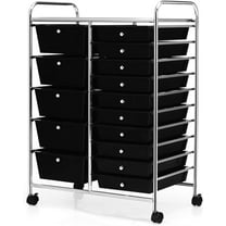 LYYHTY 15-Drawer Rolling Storage Cart, Multipurpose Movable Organizer, Utility Cart for Home, Office, School, Black
