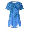 thumbnail image 5 of WXLWZYWL Tops for Womens Plus Size Round Neck Short Sleeve Blouses Floral leaves Printing Button Down Casual Loose Summer Tunic Shirts, 5 of 5