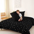 thumbnail image 4 of Manfei Kawaii Stars Polka Dot King Size Comforter Sets,Galaxy Theme Comforters King Size,Black White,Black Reversible,3 Pieces,1 Comforter and 2 Pillowcases, 4 of 7