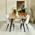 thumbnail image 2 of Homy Casa 5-Piece Dining Set, Walnut Wooden Kitchen Table with 4 Upholstered High-Back Beige Fabric Dining Chairs, Contemporary Live Edge Design, 2 of 10