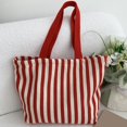 thumbnail image 6 of CHUMUD Women's Striped Canvas Shoulder Tote, Retro Casual Handbag, Reusable Multi-Purpose Travel & Grocery Bag, 6 of 9