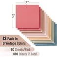 thumbnail image 2 of Sticky Notes, 3"x3", 12 Pads, Vintage Colors, Self-Stick Pads, Aesthetic, Colorful, Bulk, Stocky Notes for Bible Journaling, 2 of 3