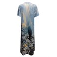 thumbnail image 3 of Womens Dresses Ladies Loose Casual Floral Ink Print Slit Short Sleeves Long Spring Dress D S, 3 of 3