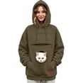 thumbnail image 2 of Stralyhd Zipper Cat Dog Pouch Hoodie for Women Cozy Soft Sweatshirt with Pet Pocket Fleece Pet Care Hoodie Long Sleeve Pet Carrier Pullover Brown M, 2 of 5