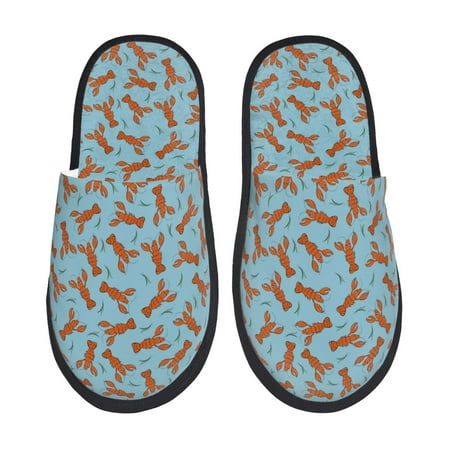 Balery Funny Lobsters Slient Indoor Furry Fleece Comfort House Shoes Soft Non-Slip Home Shoes Cotton slippers House Slippers-- Large