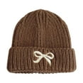 thumbnail image 2 of NAISIBABY Boys Girls Beanie Hat, Cute Bowknot Woolen Cotton Soft Winter Outdoor Knitted Cap Brown, 2 of 3