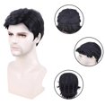 thumbnail image 2 of Fashion Men Natural Short Black Straight Hair Full Wigs, 2 of 5