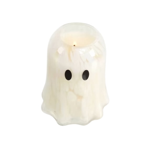 Yashow Elite Halloween Ghost Glass Candle Holder, Festive Spooky Tabletop Centerpiece, Resin Tealight Stand for Living Room Dining Table Home Party Decor, 5.91 inch