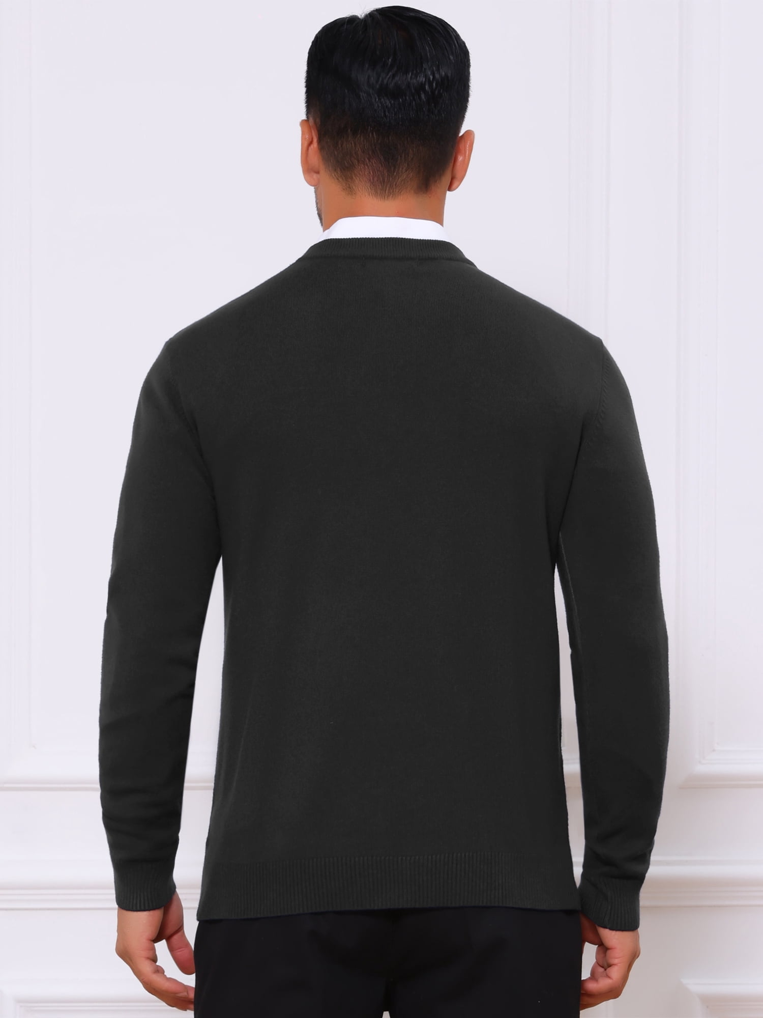 DARING DIVA Men's Solid Crew Neck Long Sleeve Soft Knit Pullover Sweater S Black