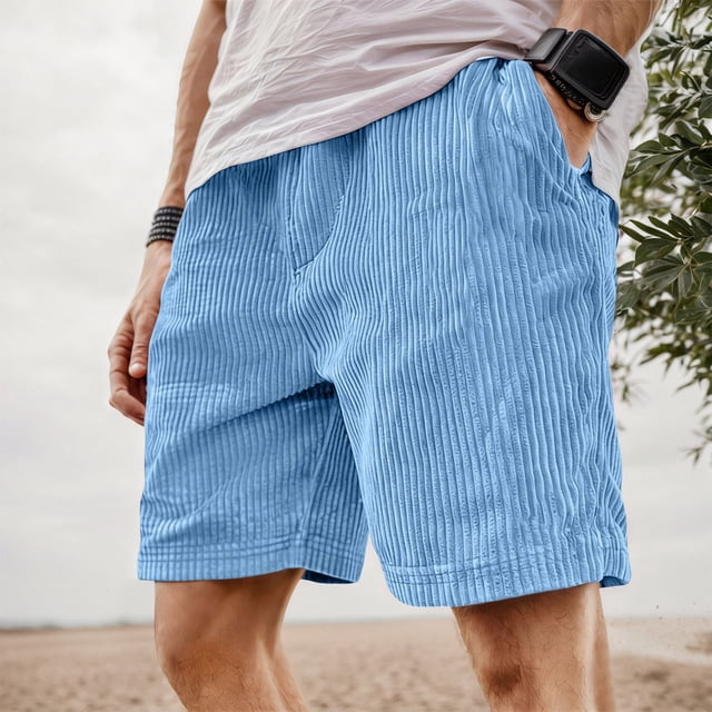 Retro Corduroy Casual Shorts with Embroidered Logo and Adjustable Drawstring for Everyday Comfort and Modern Style