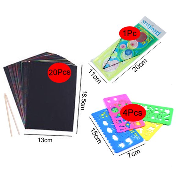 Ensemble de Cartes d'Art à Gratter Arc-en-Ciel Couleur Magique avec Pochoir Graffiti pour Dessin Bâton Bricolage Art Peinture Jouet pour Enfants GYH 20-32K4HTC1WHC