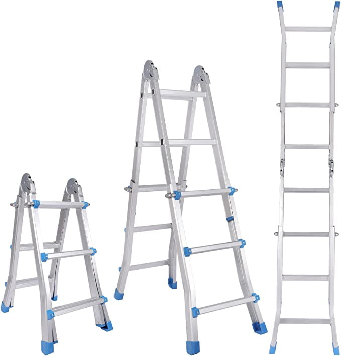 Lineslife Aluminum Extension Ladder, 10FT Adjustable MultiPosition