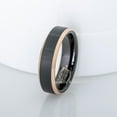 thumbnail image 4 of 2-Tone Tungsten Wedding Ring - Band for Mens & Womens- 6mm Beveled Edge Tungsten Ring - 2-Tone Black & Rose Gold Tungsten Band, 4 of 5