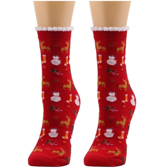 JeashCHAT Women Cute Christmas Vintage Printing Thicker Socks Long Sock Comfortable Socks