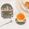 thumbnail image 3 of Yayeee 6 PCS Drink Coasters with Holder Set Woven Absorbent Round Tabletop Hot Pad, Gray Snowmen, 3 of 7