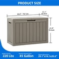 thumbnail image 4 of Dextrus 45 Gallon Weatherproof Resin Deck Box, Lockable Outdoor Storage Container, Heavy Duty Patio Storage Bin for Cushions, Throw Pillows, Garden Tools and Poolside Supplies, Brown, 4 of 10