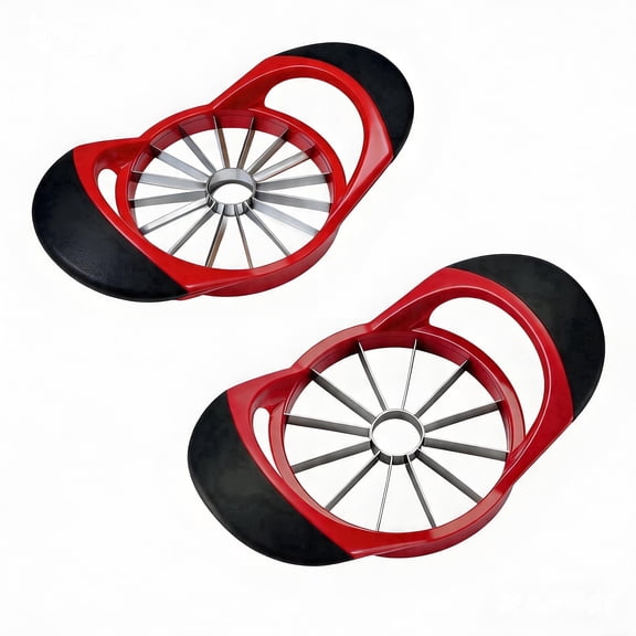ASTOTSELL 4.72 Inch Apple Slicer and Corer, 12 or 16 Stainless Steel Sharp Blades, Ergonomic Handle, 2-Pack - Red