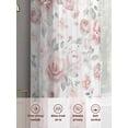 thumbnail image 6 of Pink Rose Sheer Curtains 63 Inch Length 2 Panels Set Window Treatments, Modern Simple Romantic Flowers Floral Leaves Rod Pocket Semi Curtains for Living Room/Bedroom/Kitchen Décor, 104"W x 63"L, 6 of 7