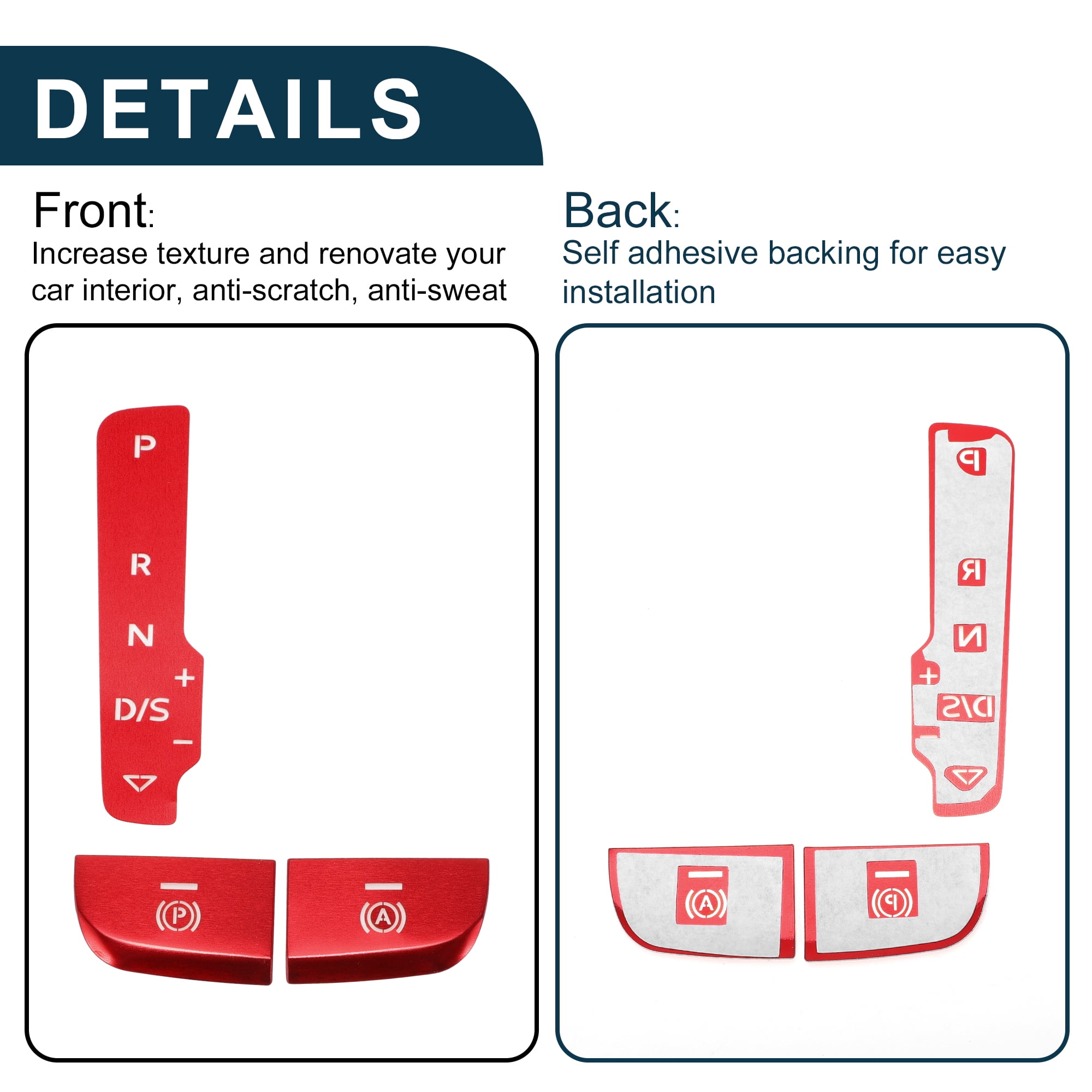 Unique Bargains Gear Shift Panel Handbrake Button Sticker for Audi A3 S3 2014-2020 Red