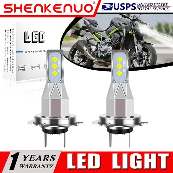 SHENKENUO For Kawasaki Z800 Z900 - 2X H7 LED Headlights Bulbs 55W High Power 6000K White,Pack of 2,C31