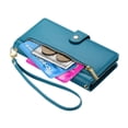 thumbnail image 5 of For iPhone 16 Pro 6.3-inch Wallet Case for Women Men Multi-Card Slots Zipper Pocket Lanyard Strap Wristlet Leather Phone Case,Blue,For iPhone 16 Pro, 5 of 7