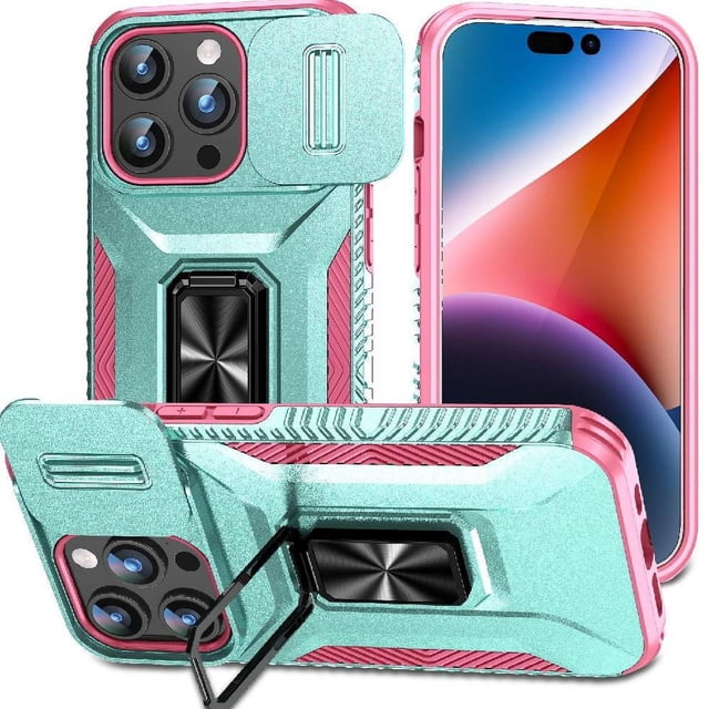 Funda para GANGXUN iPhone 15 Pro Max - Soporte metálico, Función magnética, Verde
