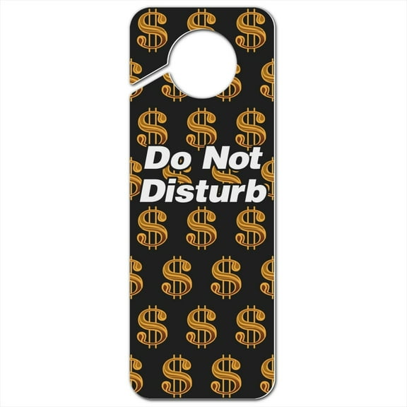 Gold Dollar Sign Money Pattern Plastic Door Knob Hanger Sign