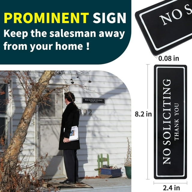 JJKBVCLO No Soliciting Sign For House (with Strong Adhesive Tape) Durable No Soliciting Signs For Home & No Solicitation Signs For Front Door/Wall/Window Clear