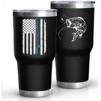 Fishing Gifts for Men 30 oz Fishing Tumbler Cups with Fish American Flag Design Father''s Day Christmas Fishing Gifts for Dad Grandpa Stainless Steel Insulated Water Bottle With Lid