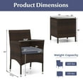 thumbnail image 3 of Costway 3 PCS Outdoor Conversation Set with Cushioned Seat & Tempered Glass Tabletop Gray, 3 of 11