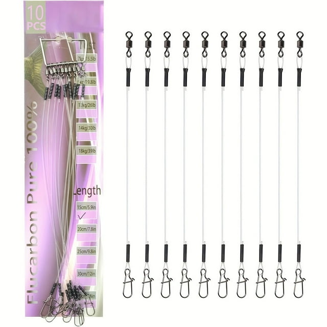 Splihome Fluorcarbon Fishing Leaders Line 7-18Kg with Roll Swivel Pressure Test Fastlock 9KG 20CM