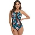 thumbnail image 3 of SWSMCLT Women's Sexy Halter Bathing Suit High Waisted One Piece Swimsuit Slimming Modern Swim Suit Flower 8, 3 of 4
