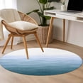 thumbnail image 5 of Blue Coastal Wave Round Area Rugs Collection 3.3', Summer Ocean Nautical Beach Ombre Non Slip Indoor Circular Throw Runner Rug Floor Mat Carpet for Living Room Dining Table Bedroom Nursery, 5 of 9